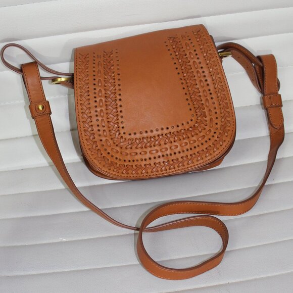 Anthropologie jasper & jeera Leather women camel/orange color crossbody purse - Picture 2 of 6